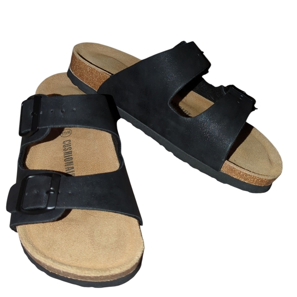 Cushionaire Black Double-Strap Sandals Size 6.5 - Picture 8 of 9